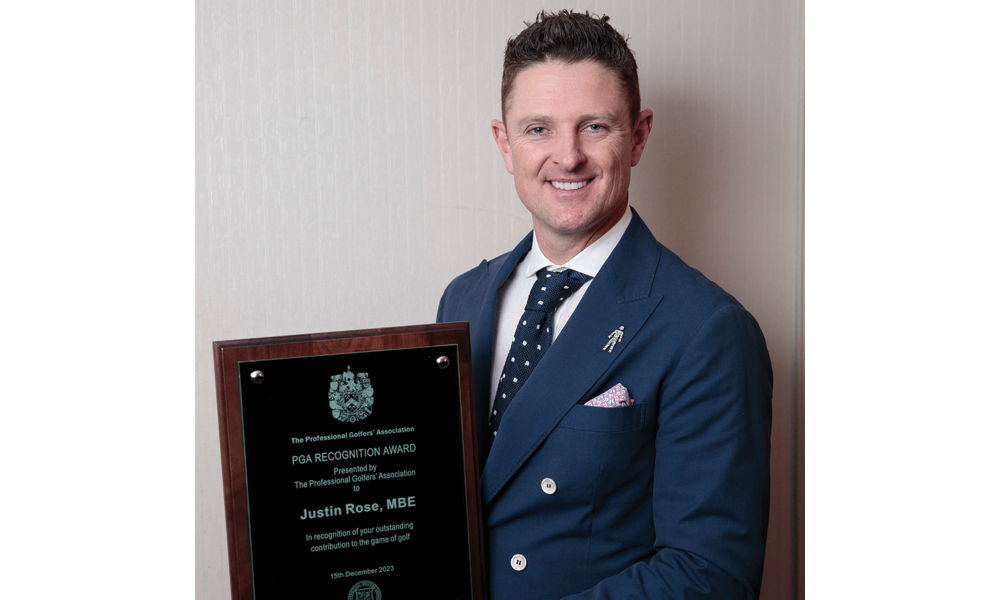 Justin Rose honoured with PGA Recognition Award